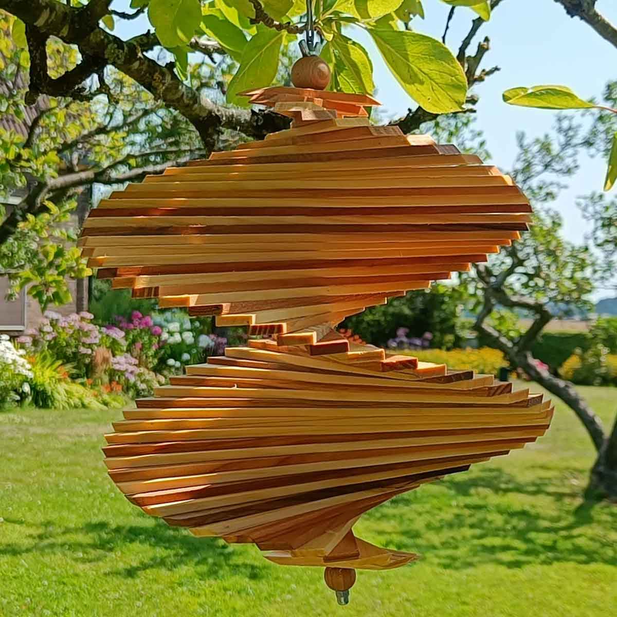 Houten Windspinner Spiraal
